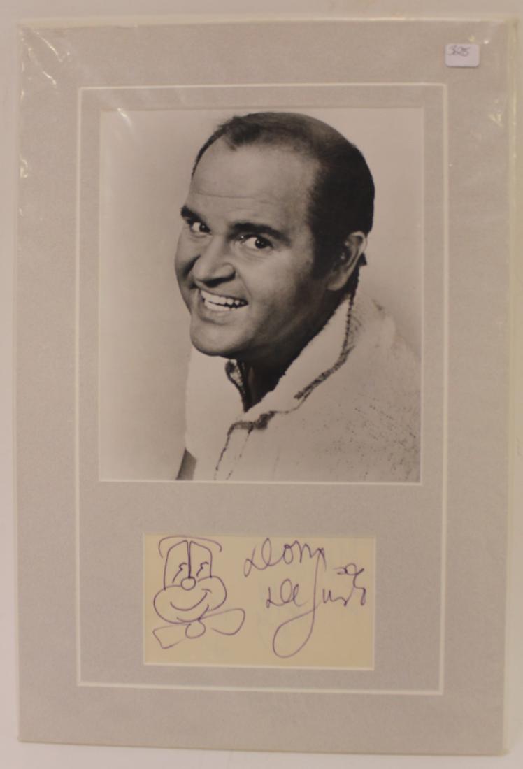 Dom DeLuise Photograph w/autograph: Cut signature in ink with cartoon 17"H. x 11"W