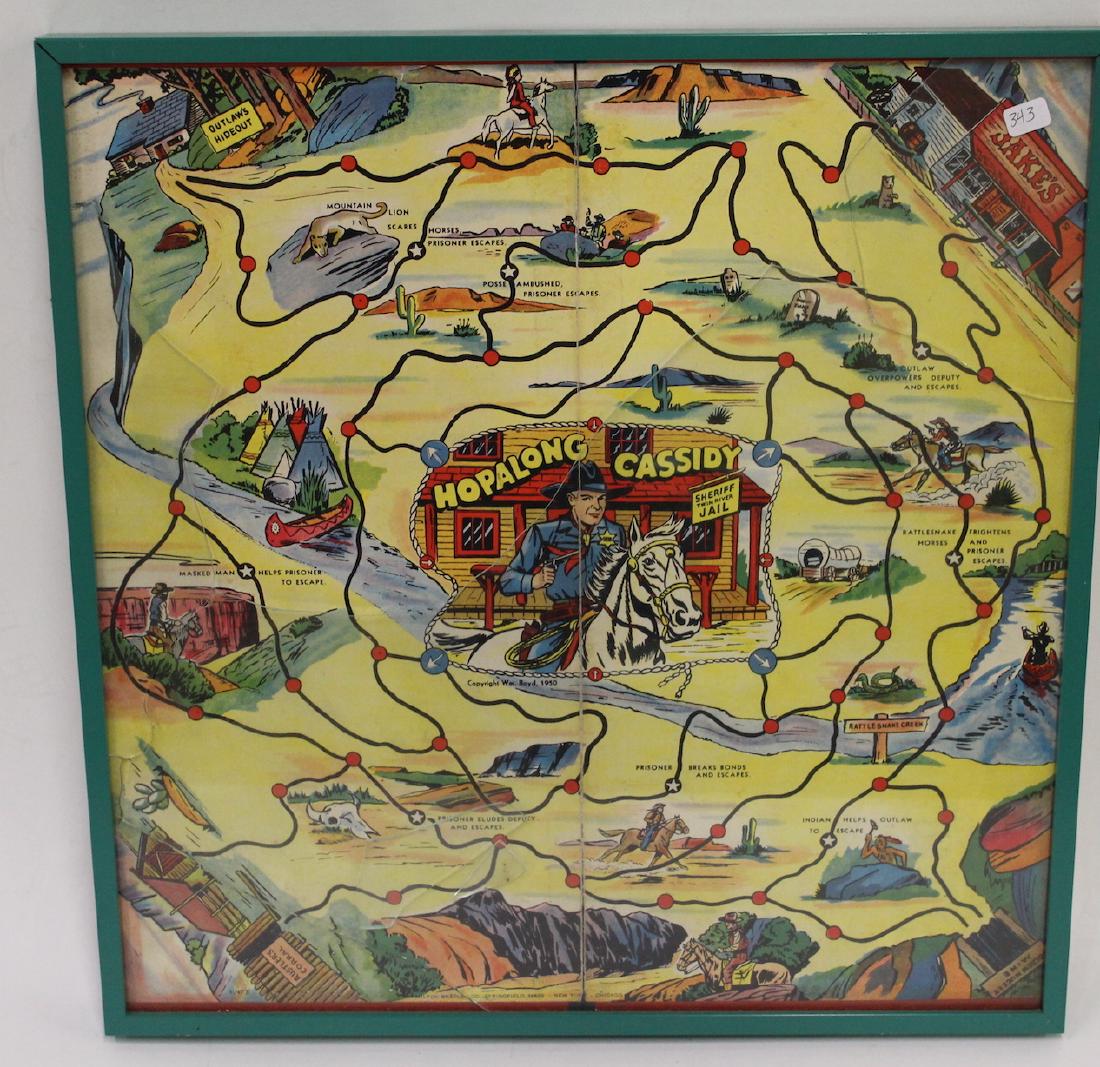 Hopalong Cassidy Board Gameæ: Framed (Glass broken. Has not affected game board in any way)19 x 18 1/2