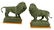 Pr. Bronze Lion Figural Bookends Sgd.