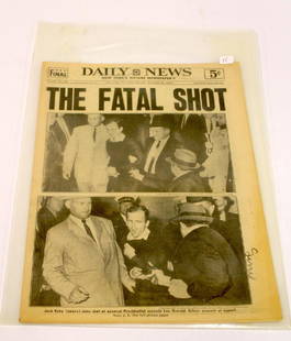 Daily News. Nov. 25th '63. Fatal Shot. Oswald Shooting.: Shrink wrapped for preservation