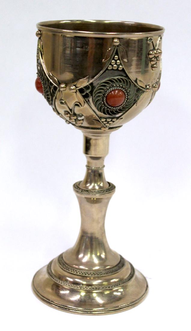Carnelian Mounted Silverplated Chalice: Size 10"H X 4"W