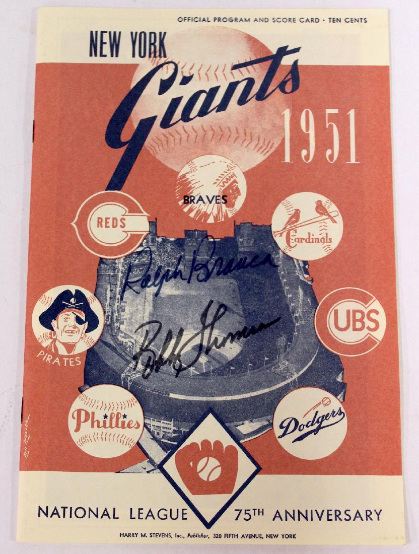 1951 NY Giants Program Sgd. Thompson, Branca (1 of 4)