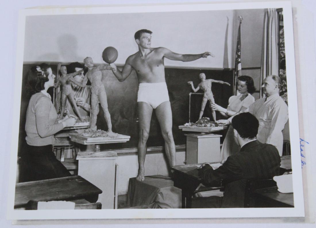 Rare Ronald Reagan Photograph & Second: Rare Ronald Reagan photograph, an extremely fit Reagan is a model in a sculpture class. Included in the lot is a Warner Bros. publicity portrait. Both with negatives. 8 x 10. Four items in the lot.