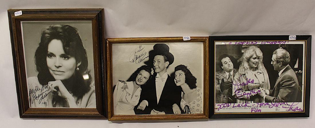 Autographed Photographs inc. Donald O'Connor (3): The lot includes Donald O'Connor, Barbara Feldman and Fran McGee. All signed in ink or Sharpee as will be visible in the photos. All framed. 8 x 10