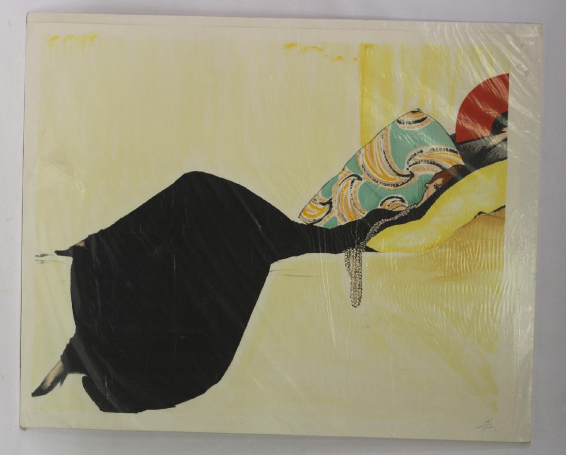 Lithograph. Renee Gruau.: 20th C.Fashion Illustration. 49 1/2" H. x 43"W.