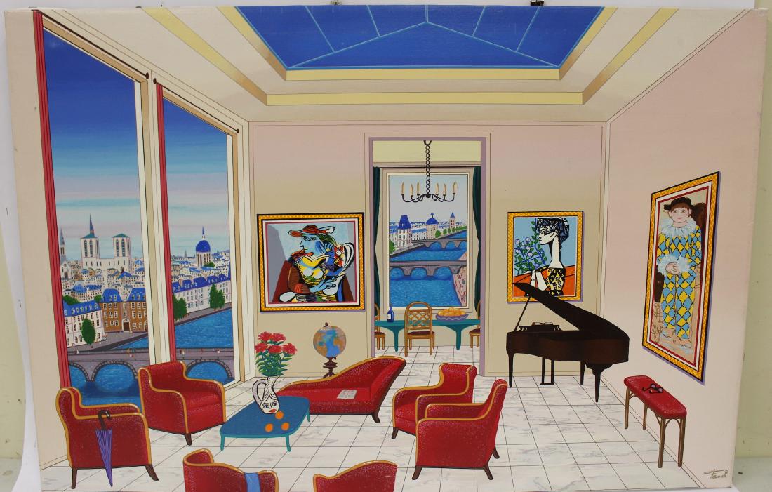 Fanch. Serigraph on Canvas. Interior Scene. Sgd. (1 of 3)