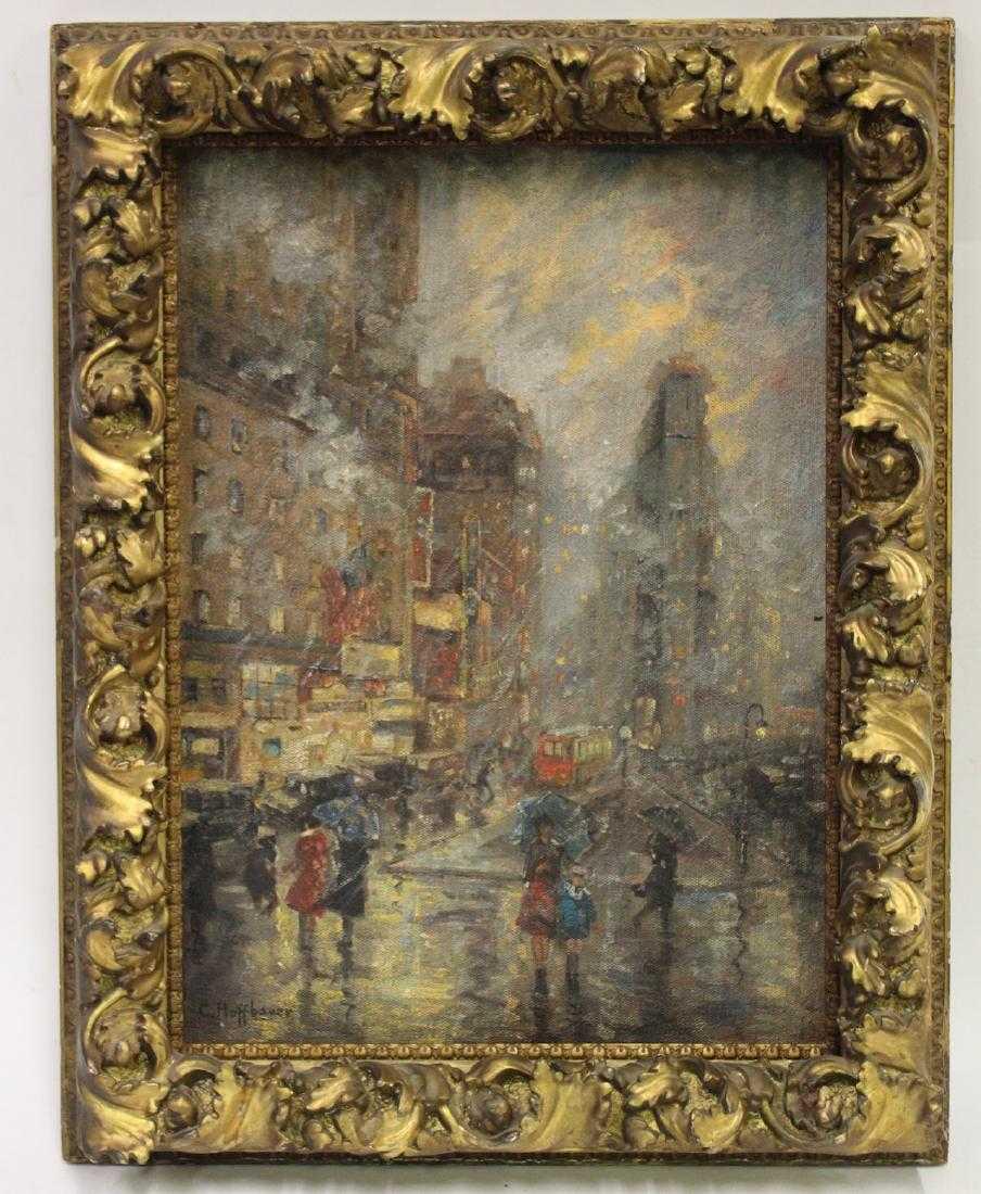 C.Hoffbauer. Oil. NY Street Scene. Sgd. (1 of 3)