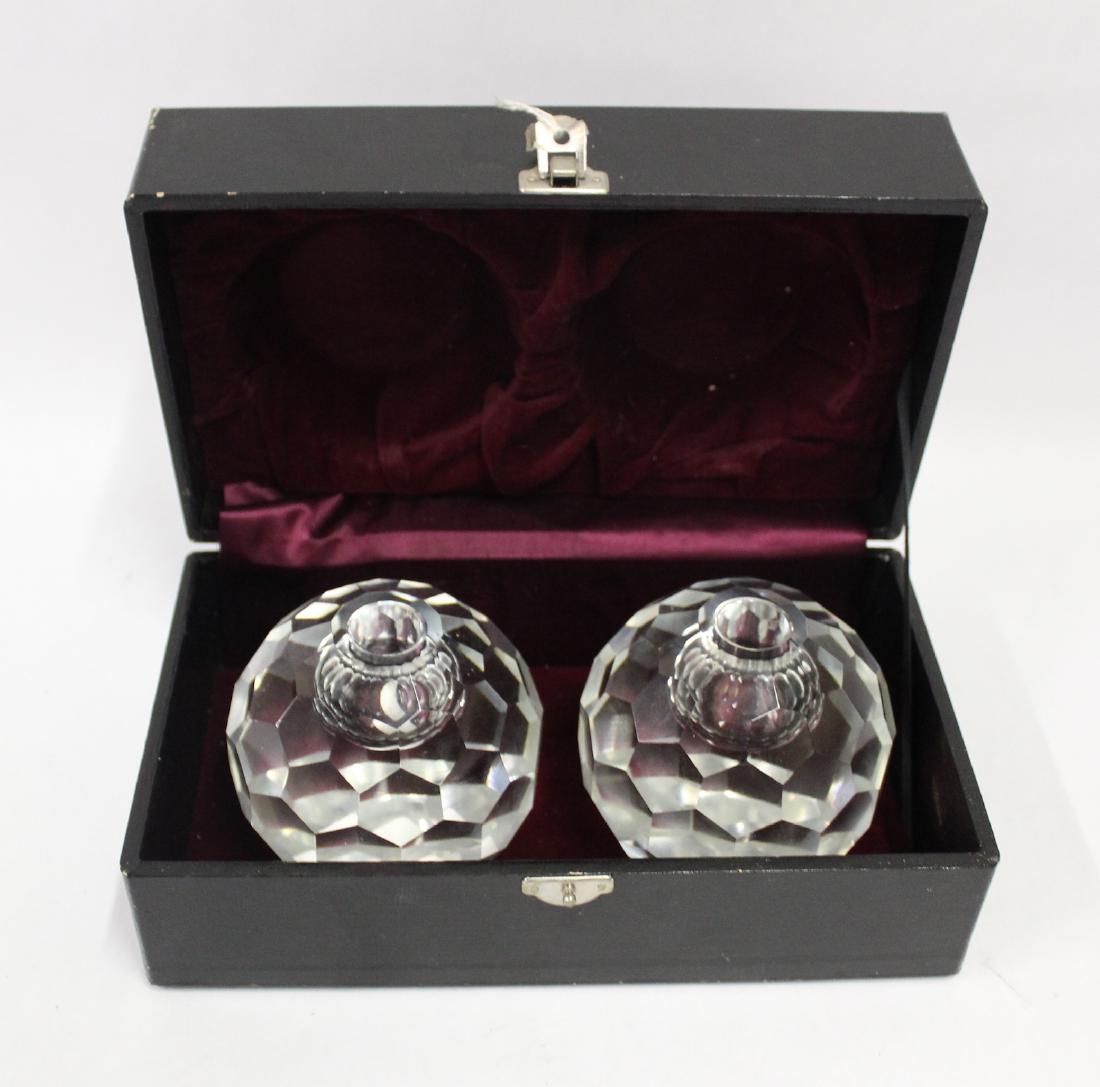 Pr. Paperweight Candlewholders. Beveled Glass (1 of 2)