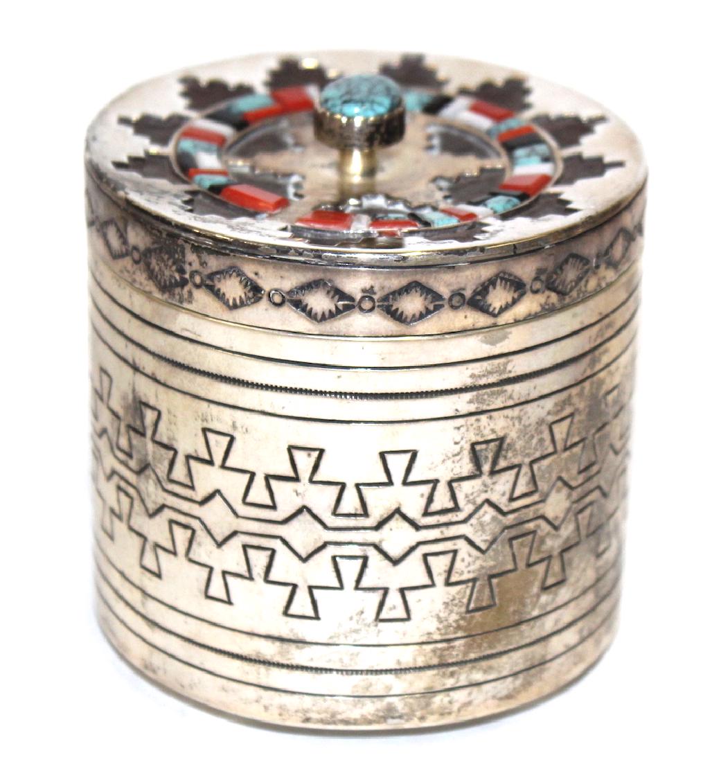 Mexican  Sterling Covered Jar Sgd. BJ (1 of 6)