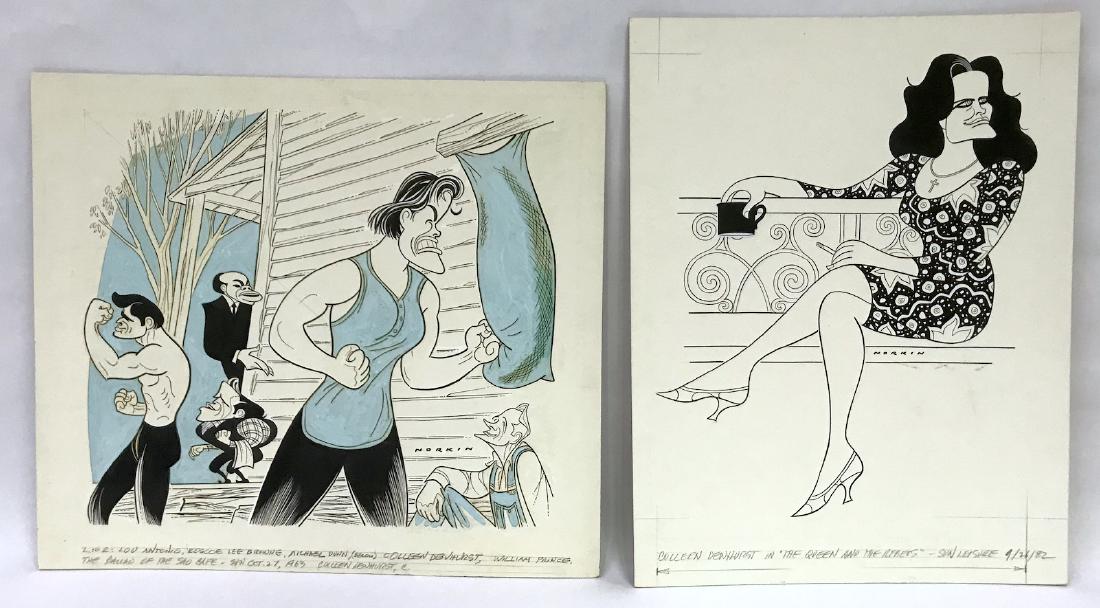 Original Sam Norkin Illustrations. Signed: Lou Antonio, Roscoe Lee Browne, Michael Funn, Colleet Dewhurst and William Prince depicted in the Ballad of the Sale Cafee 1963 Signed Norkin and Coleen Dewhurst depicted in the Queen and the Rebels f