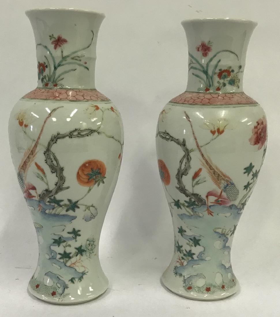 Pr. Meiji Period Japanese Vases: Drilled for lamp bases. 9"H.