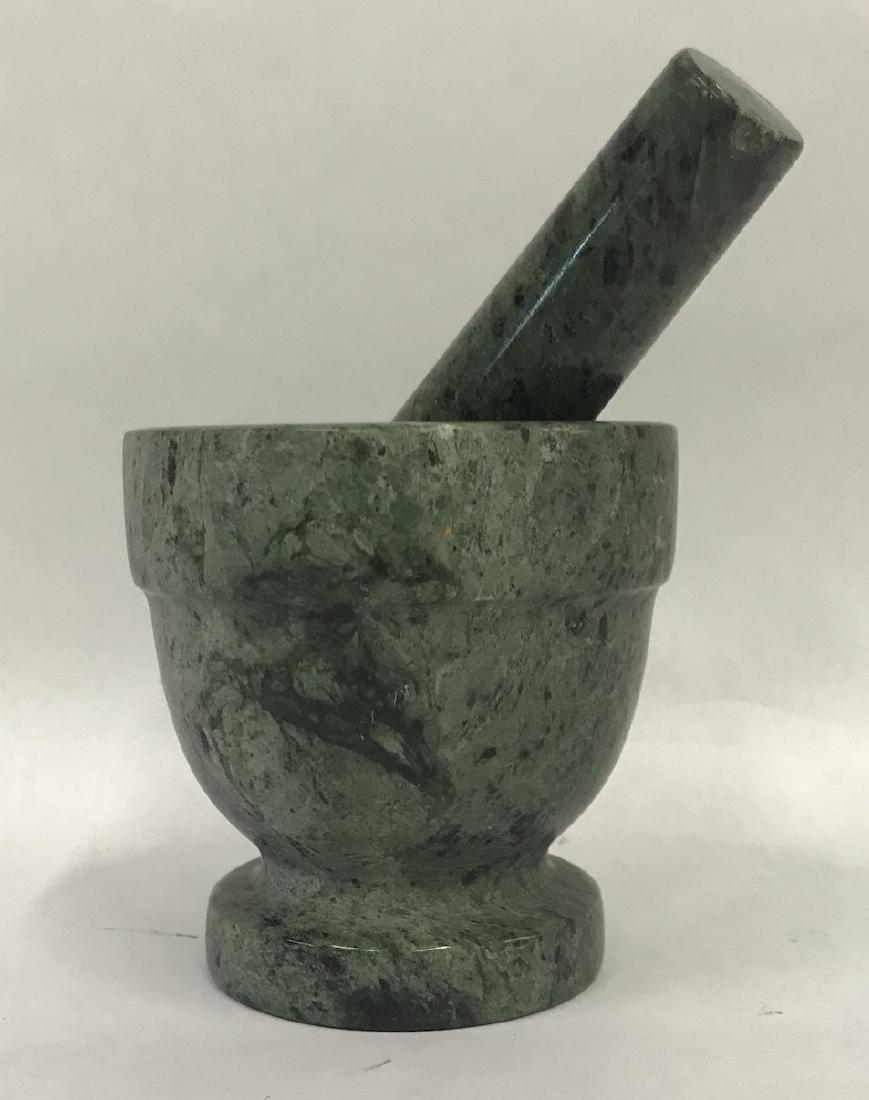 Marble Mortar and Pestle: 4"H. x 4 1"W (mortar) 5"L Pestle
