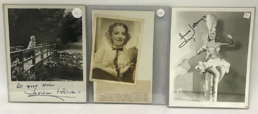 Leading Lady Autographs to inc. O'Sullivan& Bruce: "All Good Wishes, Maureen O'Sullivan"in black marker. Included is a photo of her as Jane with the Tarzan family; -"All Good Wishes, Virginia Bruce on a 5 x 7 vintage publicity portrait; Anne Jeffreys 