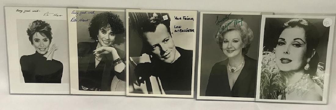Autographed Photographs inc. Moreno & Miller-5: Ann Miller sgd. ink Good Luck, Ann Miller; Virginia Mayo sgd. Sincerely Virginia Mayo; Rita Moreno sgd. Enjoy Good Wishes Rita Moreno (2) and Lon McCallister sgd. Your Friend, Lon McCallister. Five in