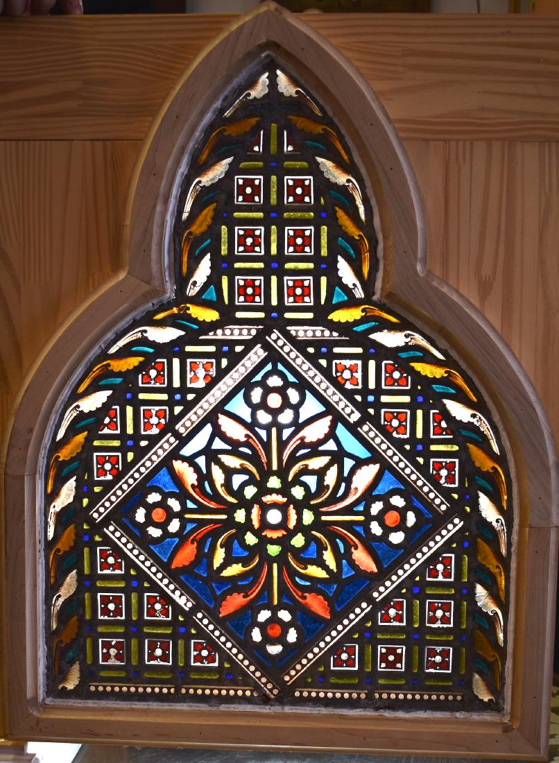 19th C. Stained Glass Window. In Shadow Box (1 of 2)