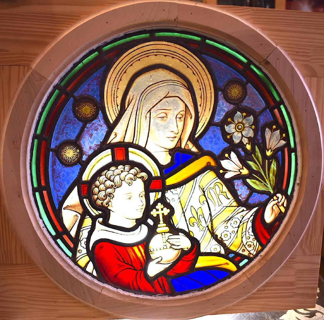 19th C. Stained Glass Window. In Shadow Box (1 of 2)