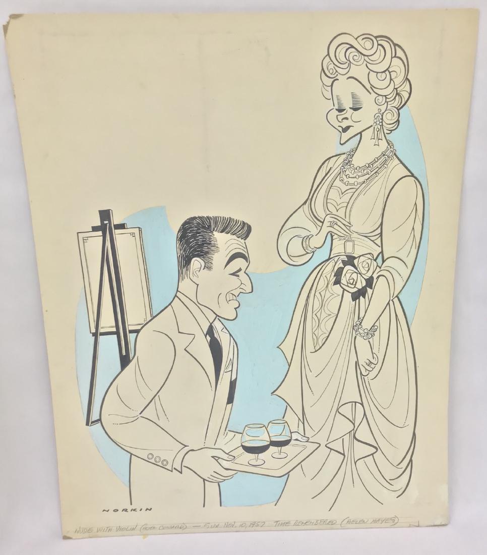 Original Sam Norkin Illustration Signed: Nude With Violin (Noel Coward) Sun. Nov. 10, 1957 Time Remembered. (Helen Hayes) 20 1/2" x 18"