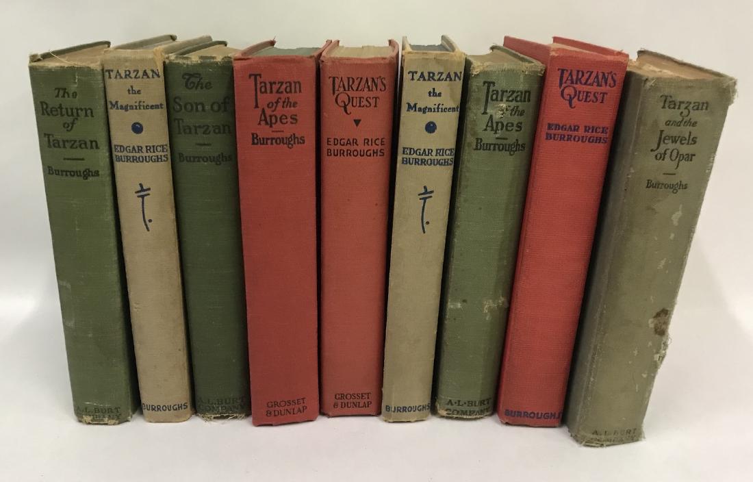 Edgar Rice Burroughs Tarzan Books (9): The Son of Tarzan, Burt, NY , Burt, 1918; Tarzan of the Apes, NY, Gosset , 1914; Tarzan's Quest, Grosset & Dunlap, NY, 1936; Tarzan the Magnificent, Edgar Rice Burroughs Publishers, 1939; Tarzan of th
