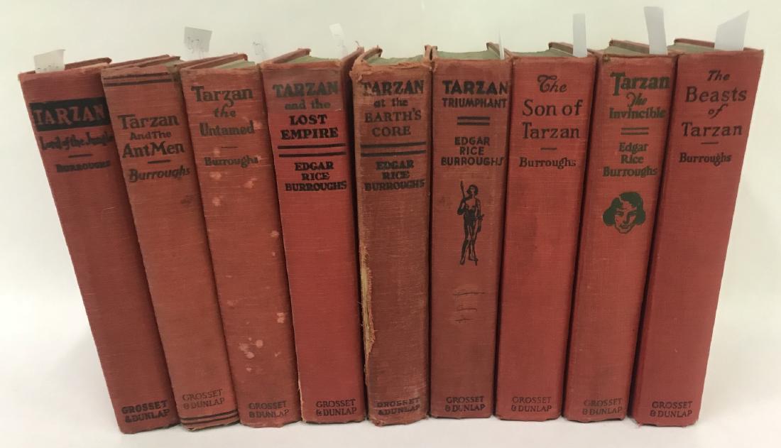 Edgar Rice Burroughs Tarzan Books (9): All published by Grosset and Dunlap, New York. The Beasts of Tarzan, copyright McClurg, 1916; Tarzan Triumphant, 1931-32; The Invincible, 1930-31; The Son of Tarzan, same copyright, 1917; Tarzan and T