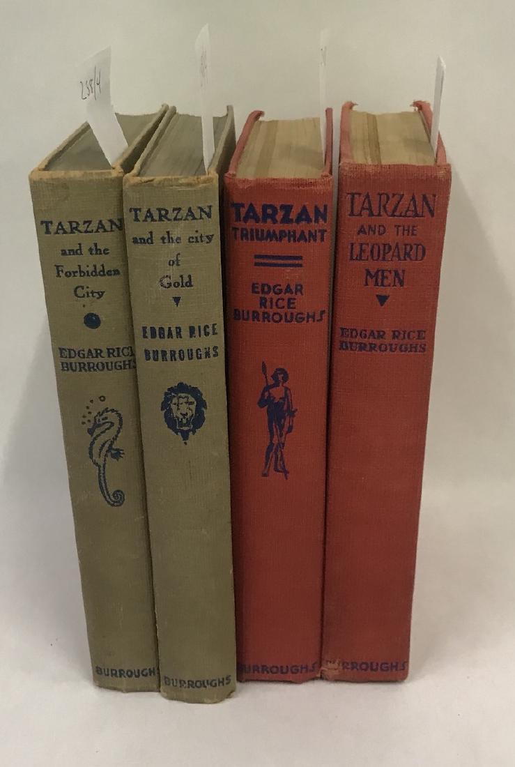 Edgar Rice Burroughs Tarzan Books (4): All published by Edgar Rice Burroughs. The lot includes Tarzan and The City of Gold, 1933; Tarzan Triumphant, 1931-32; Tarzan and The Leopard Man, 1935 and Tarzan and The Forbidden City, 1938. Four bo