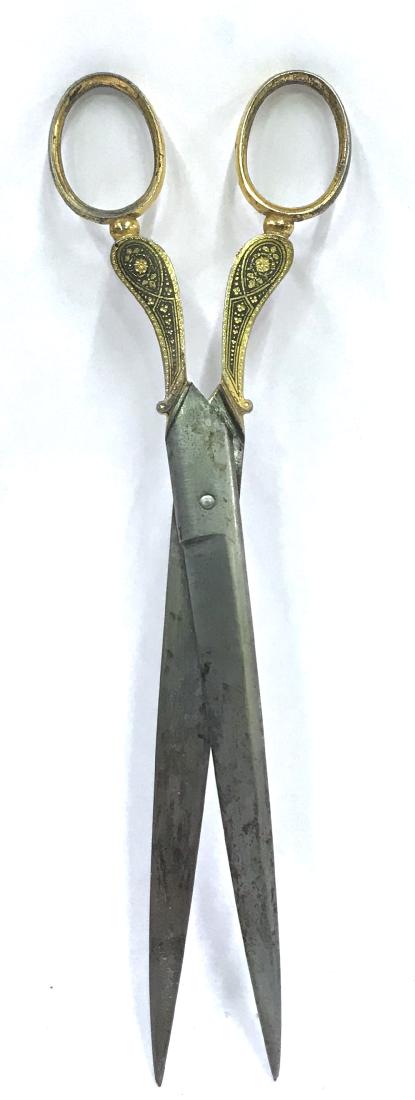 J. P. Henckels Scissors. Elaborate Gilt Handle: 9"L.