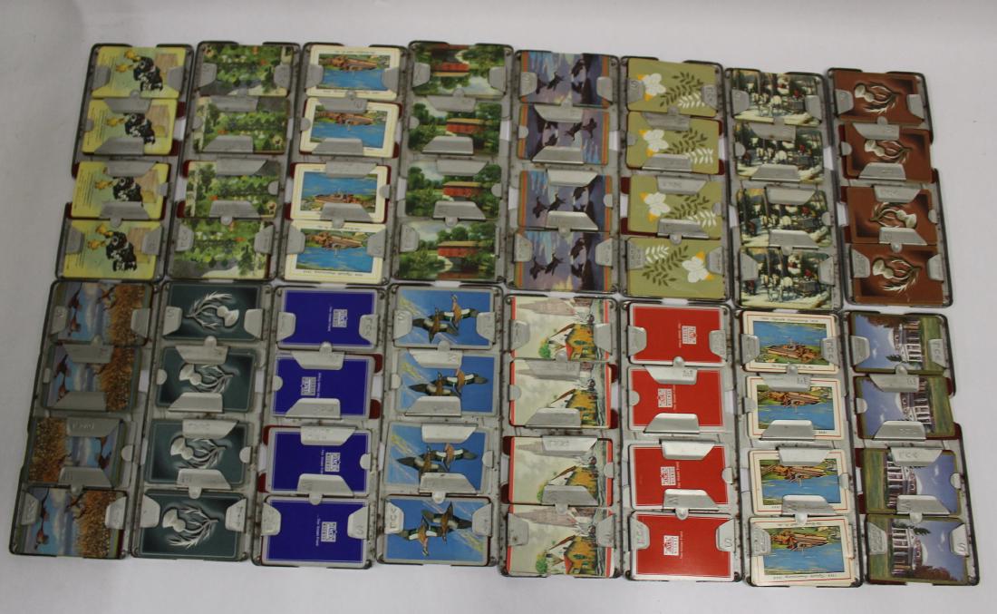 Playing Card Plates in Original Box.: Marked Deal on the plates with a capital M at left side and a capital E at the other with arrow pointing to the edge. With handle for carrying. æ11"L. x 5"d.