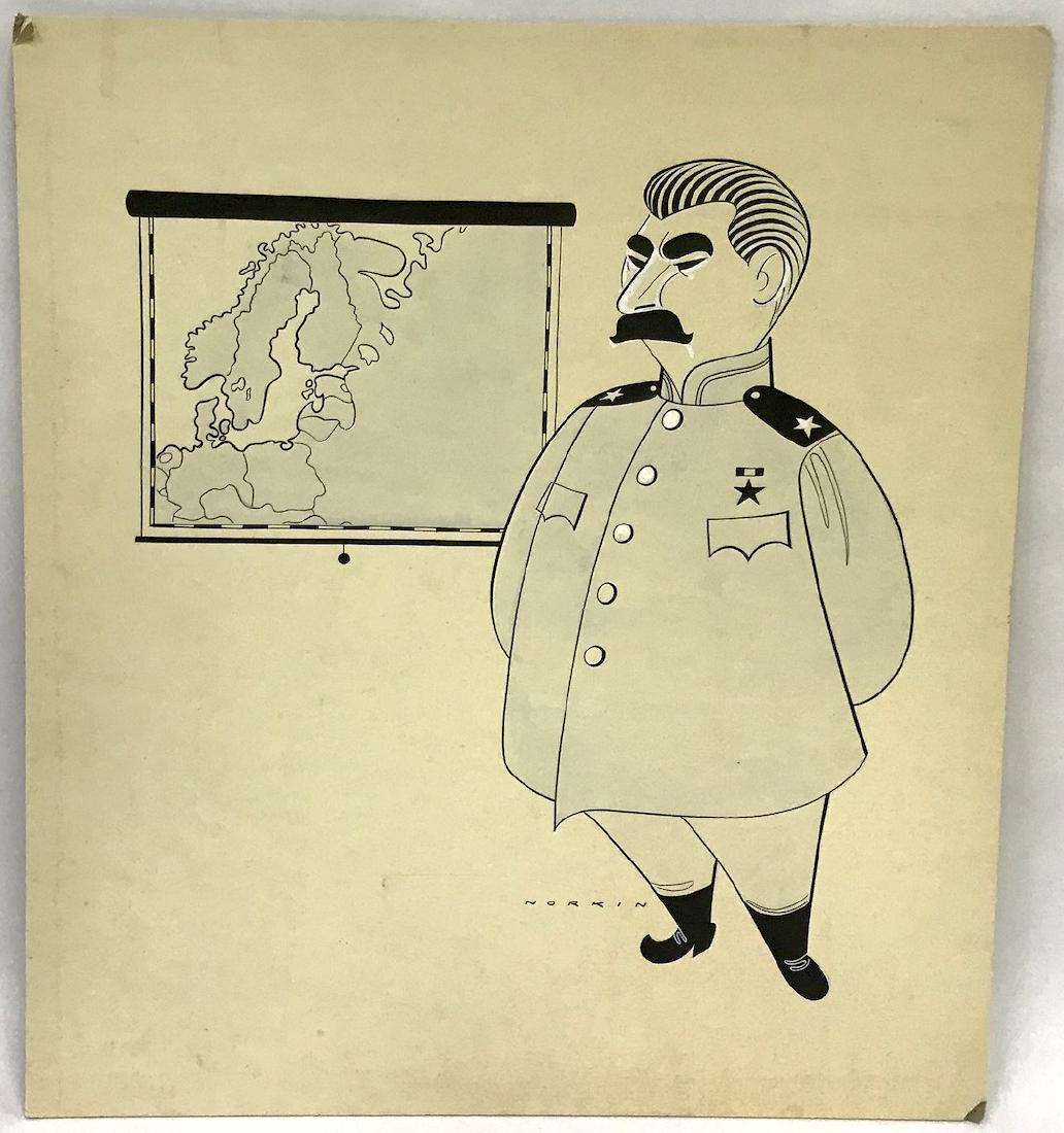 Sam Norkin Original Illustration. Signed: Stalin. 16 x 14.5