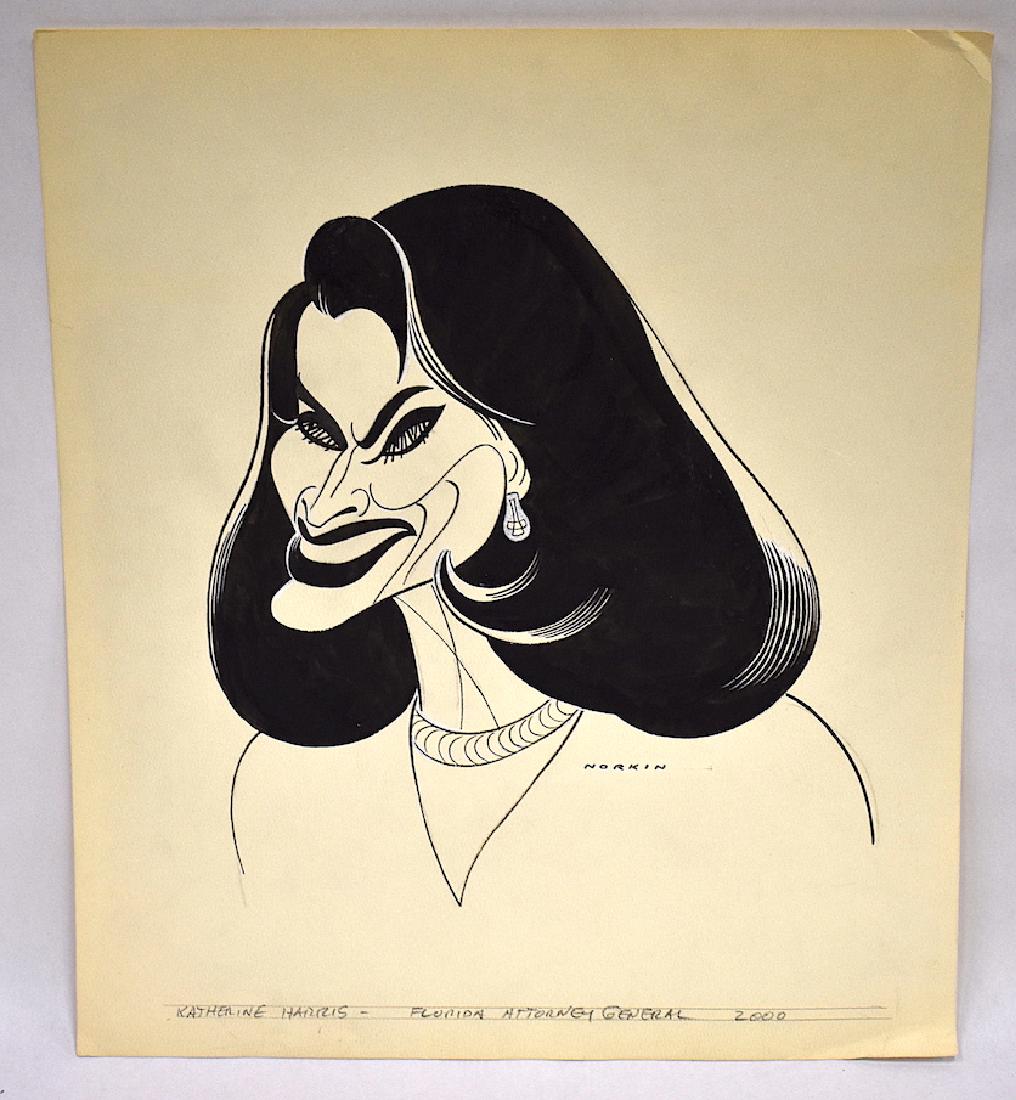 Sam Norkin Original Illustration. Signed: Katherine Harris. Florida Attorney General 2000 18 X 15 1/2"
