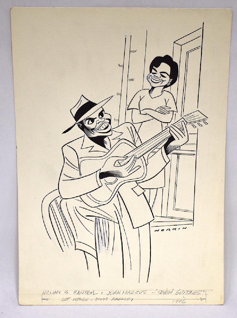 Sam Norkin Original Illustration. Signed: William B. Carter and Joan Marcus. "Seven Guitars" Set Design by Scott Bradley. 1996. 16 1/2 X 11 1/2"