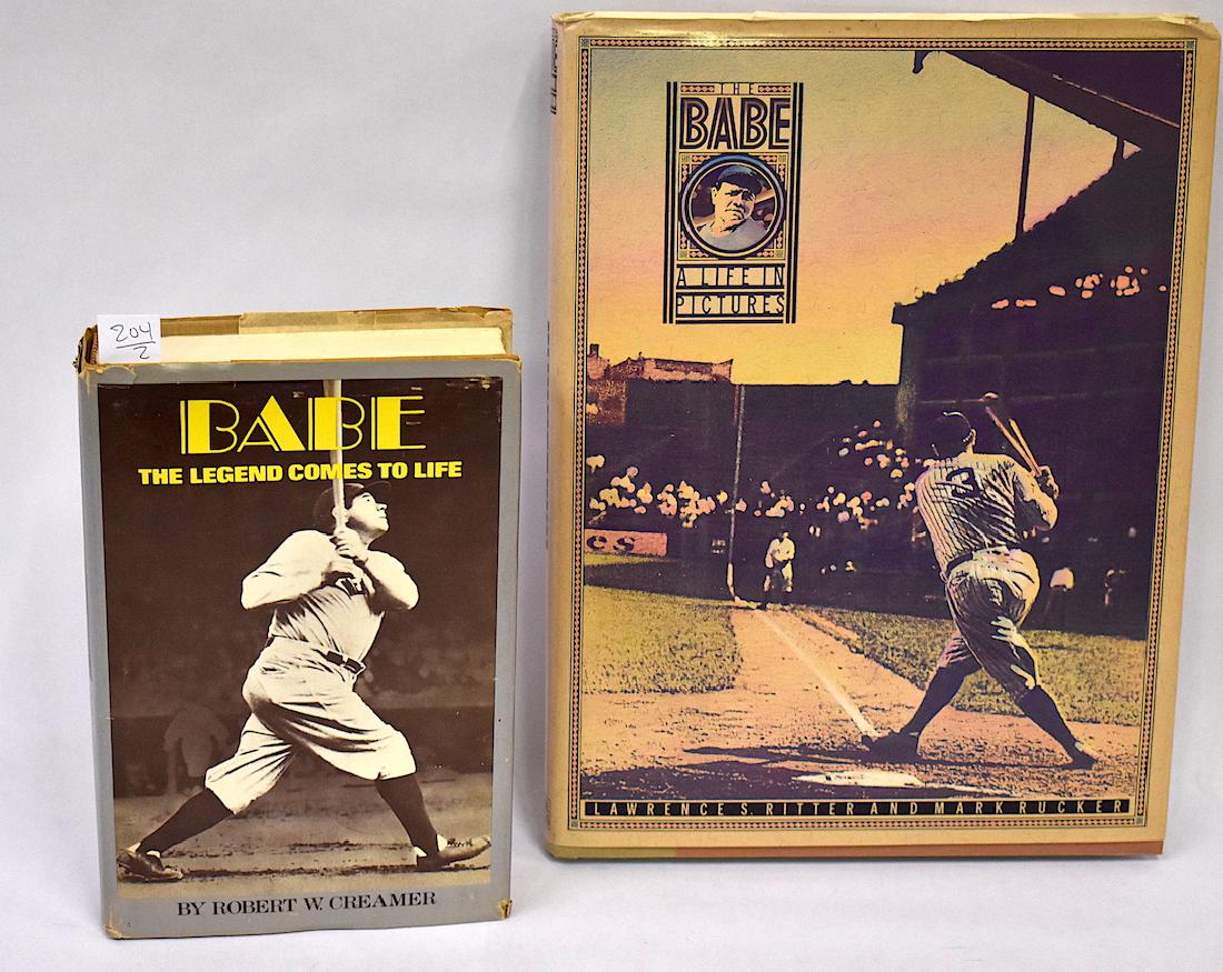Babe Ruth Books: Robert W. Creamer, "the Legend Comes to Life" and Lawrence S. Ritter and Mark Rucker, "The Babe, A Life in Pictures". Two books in the lot.