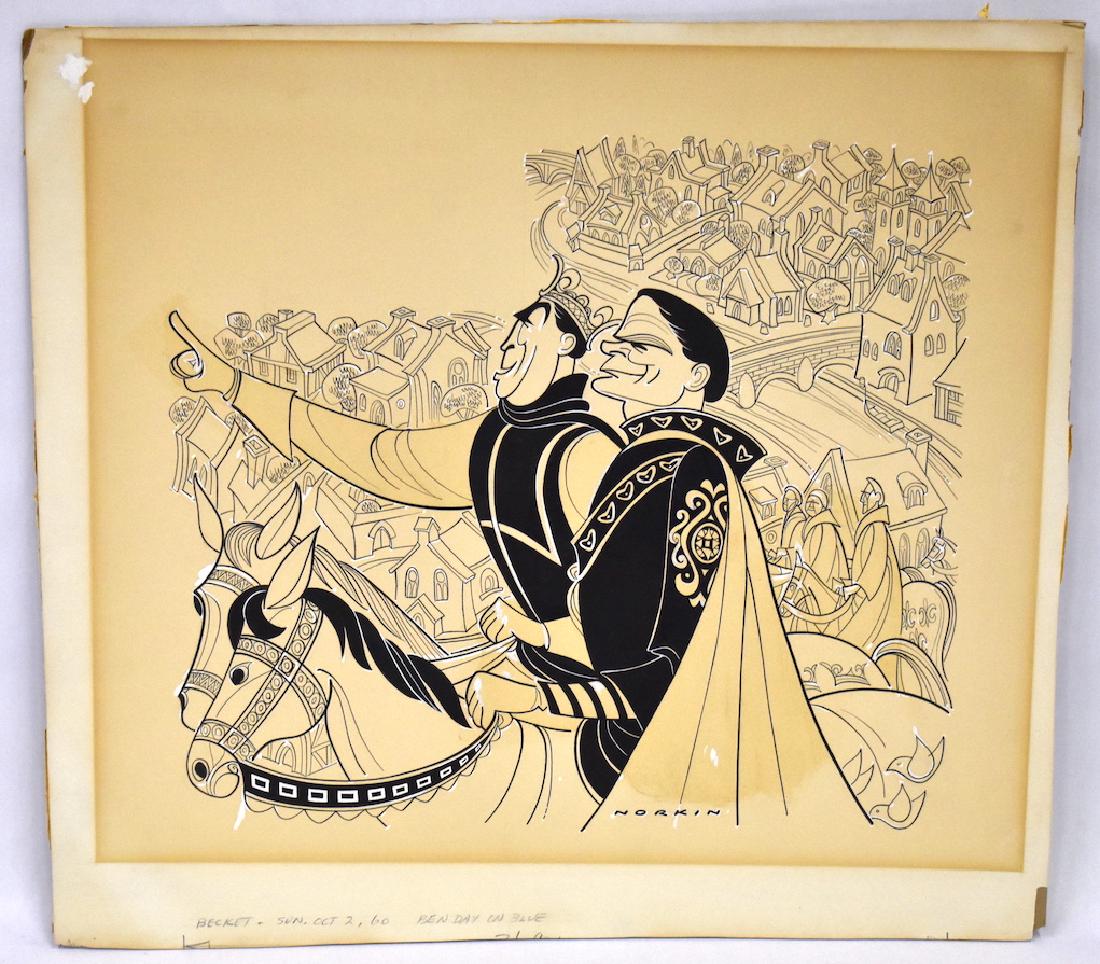 Sam Norkin Original Illustration. Signed: Becket. Sun.Oct. 2, 1960. Signed Lower middle. 16 3/4" x 18 1/4"