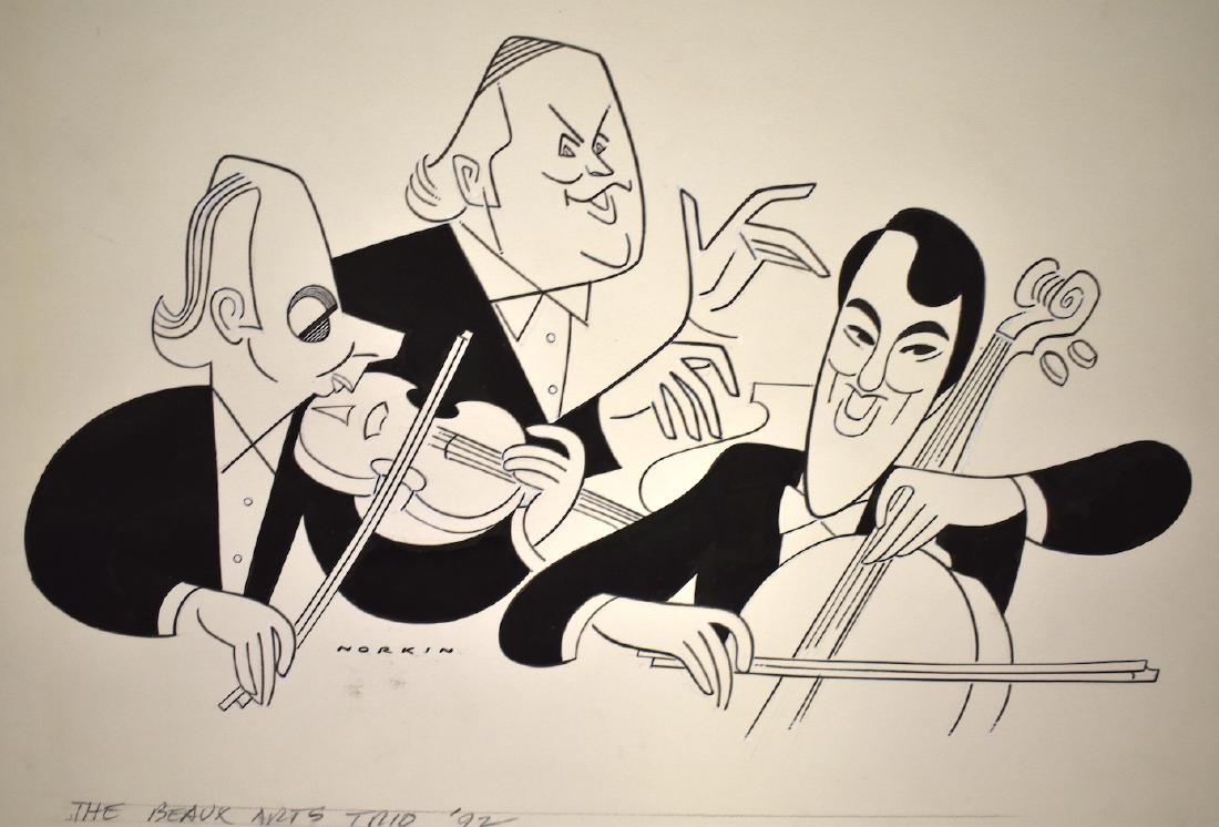 Sam Norkin Oriignal Illustration Signed.: The Beaux Arts Trio. '92 13 x 18