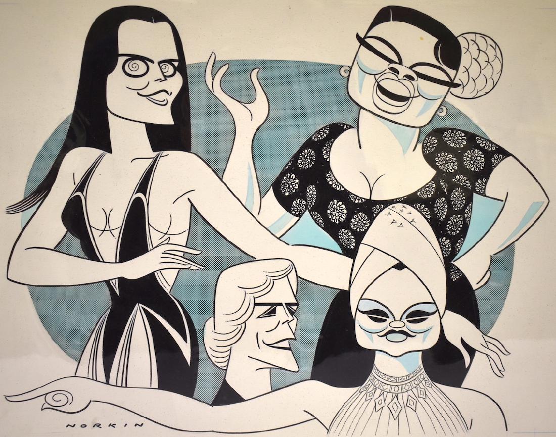 Sam Norkin Original Illustration. Signed: The Tony Nominees. June 4, 1978. Ann Reinking, Nell Carter, Frances Sternhagen and Eartha Kitt. 16 x 20