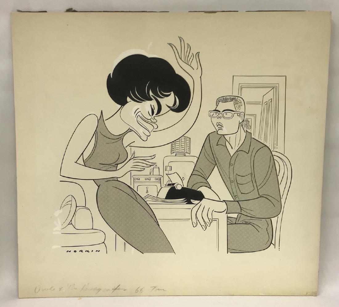 Original Sam Norkin Illustration. Signed: Owl and the Pussycat. Signed Lower Left. 19 1/2" x 21"