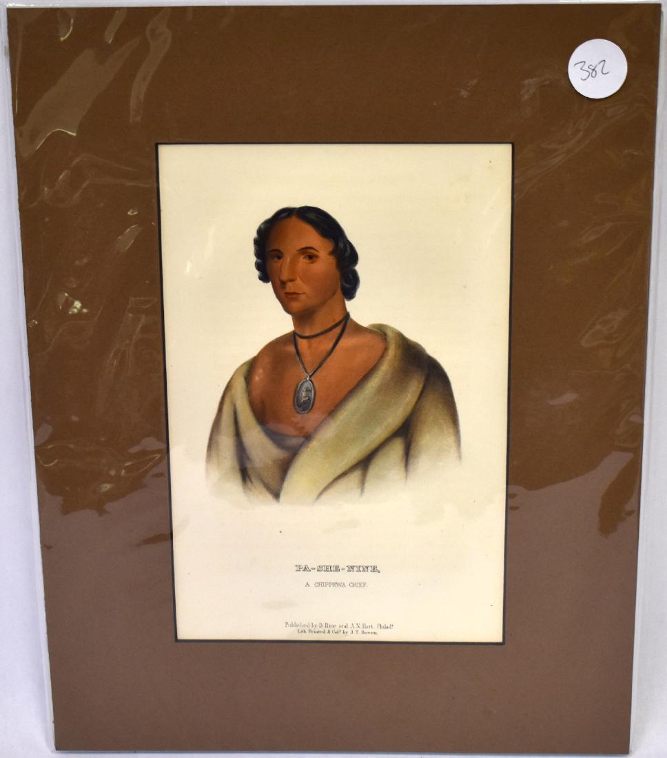 Rice and Hart, Pa. Indian Litho. Pa-She-Nine . Bowen: D. Rice and A. N. Hart Lithograph, Pa, PA-SHE-NINE. Published by D. Rice and A. N. Hart, Phil. Lithographed and Printed by J. T. Bowen. Matted and shrink wrapped. 12"H. x 8"W.