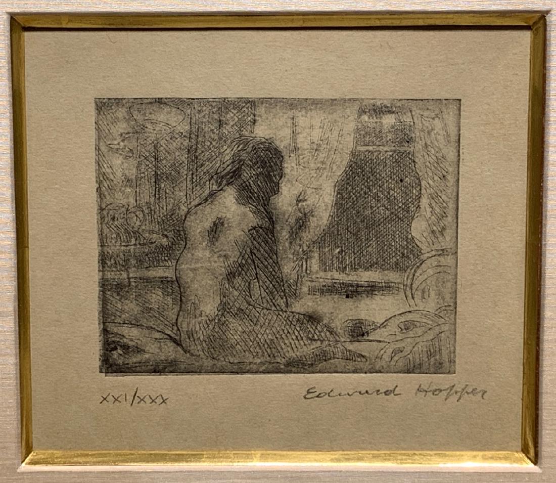 Edward Hopper; 20thC. Etching - The Open Window Signed: Drypoint etching. The Open Window. Pencil signed and numbered XXI/XXX; 3-7/8in. X 4-7/8in.(image), 6in. X 7in.(with margins)