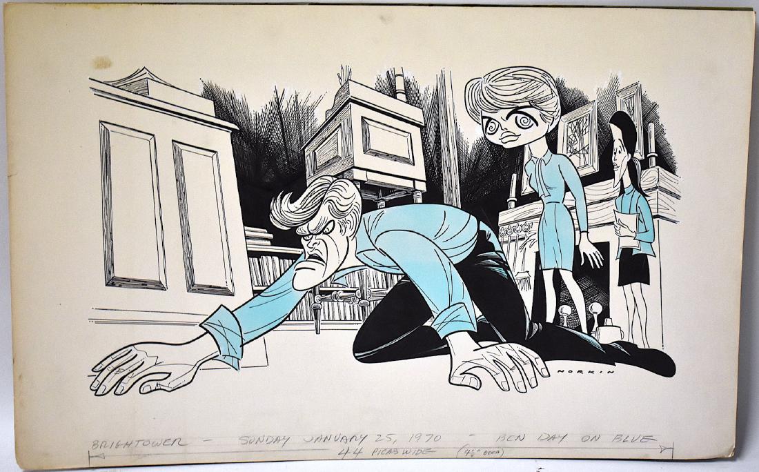 Sam Norkin Original Illustration. Brightower: 1970. Signed L. R. 17 1/4" x 27 1/2"