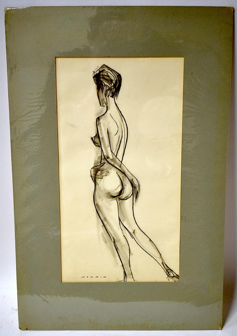 Sam Norkin Oriignal Pencil Drawing. Nude. Sgd.: For Vogue. Signed Lower Left. 17" x 9" (image)