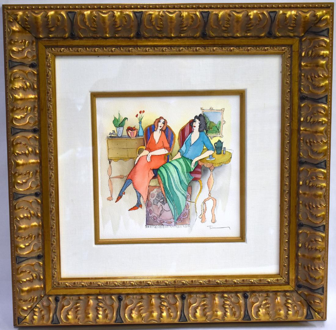 Itzchak Tarkay. Lithograph Faith & Hope. Sgd.: Signed lower right in pen I. Tarkay. Numbered 20. 11"H. x 11"W. Overall framed size. 25"H. x 25"W.