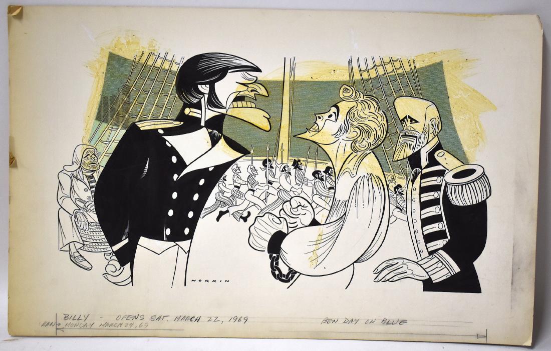 Sam Norkin Original Illustration. Billy. Signed: Opening Sat. March 22, 1969. Signed lower middle. 17 x 27