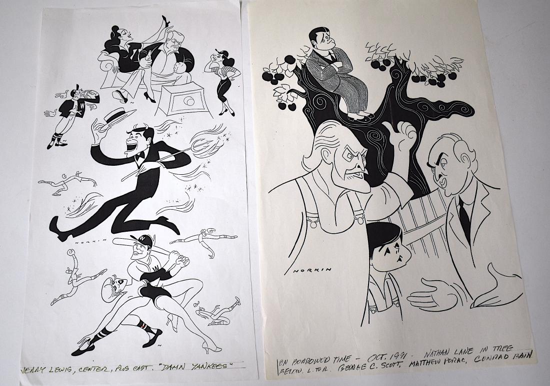 Sam Norkin Original Illustration Damn Yankees Sgd.: Jerry Lewis at the center plus cast of Damn Yankees. Signed. 17 x 9 1/2"