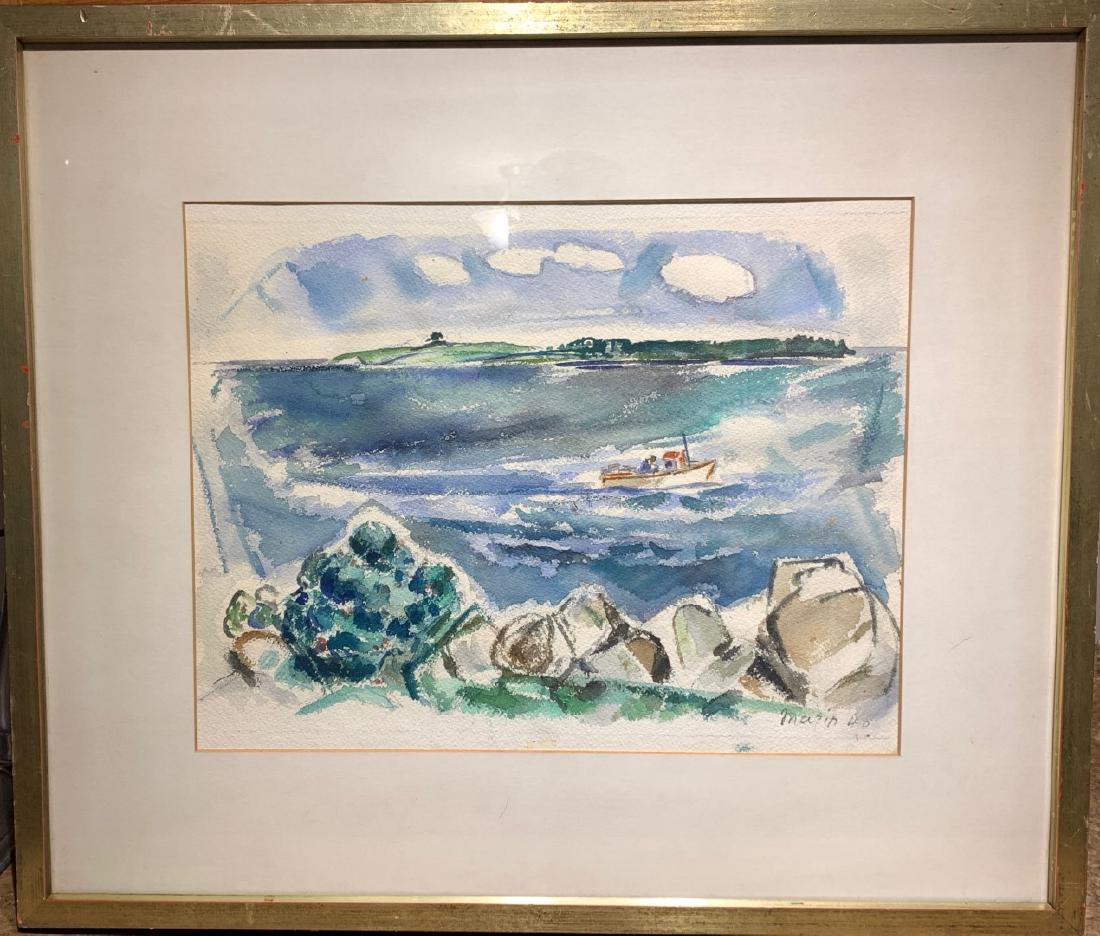 John Marin. American Modernist Watercolor. Signed: John Marin; 20th C. American Modernist watercolor. Cape Split, Maine . Signed and dated 1946. 14" x 16" (image size. )