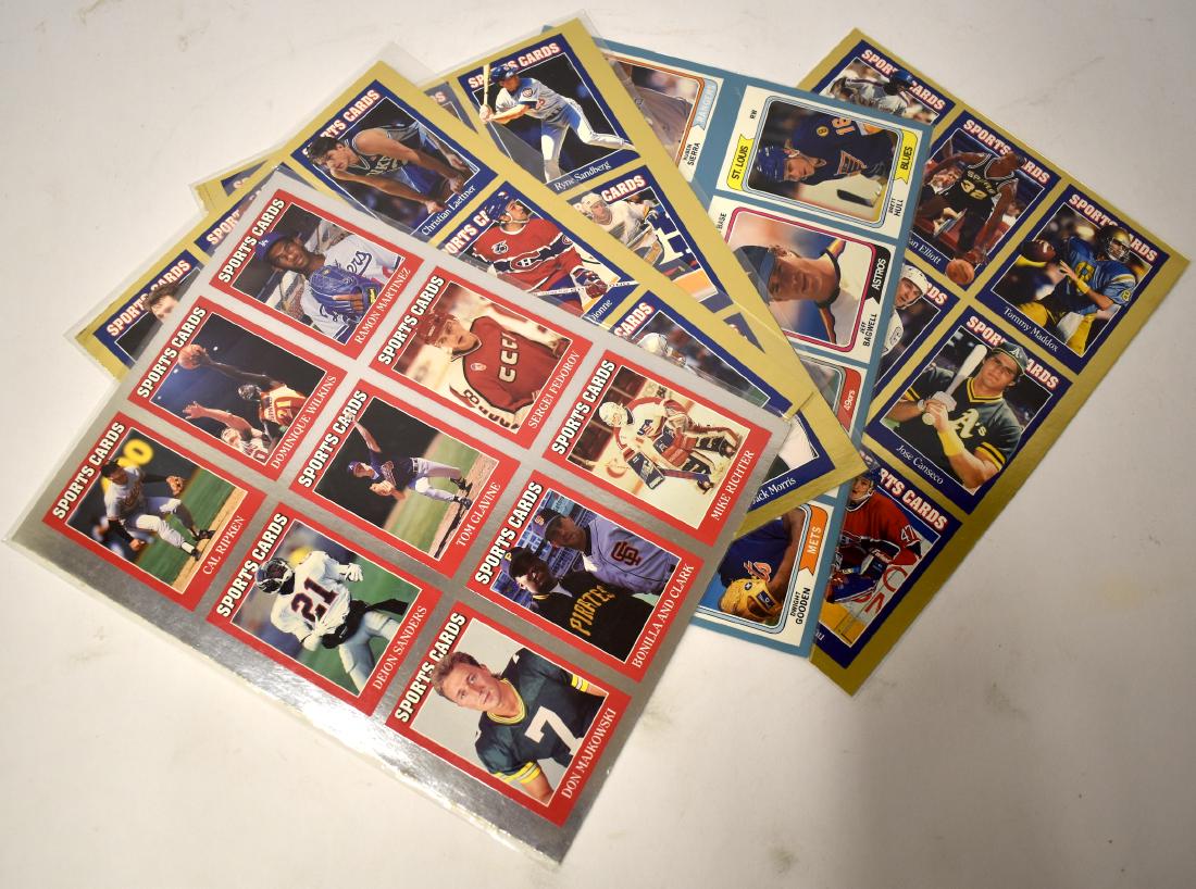 Sports Cards. Uncut Sheets. 1991-1992 (4): 1992 Mixed inc. Mark McGwire, Wayne Gretsky, Jose Canseco etc; 1992 Mixed inc. Wade Boggs; Dave Justice'; Dwight Gooden; etc; 1992 Mixed inc. Bo Jackson; Dennis Scott; Boomer Esiason , Chris Mullen et