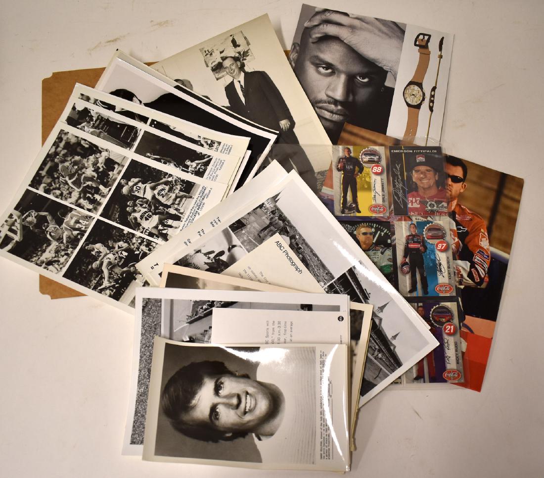 Nascar, Indy 500. Basketball. Kentucky Derby Photos: Mixed lot of collectibles to include photos of college basketball from the 90's inc. Larry Johnson, Greg Anthony, Ervin Small and Rodney Jones; Photos of interview between Cheryl Miller and Jackie Whi