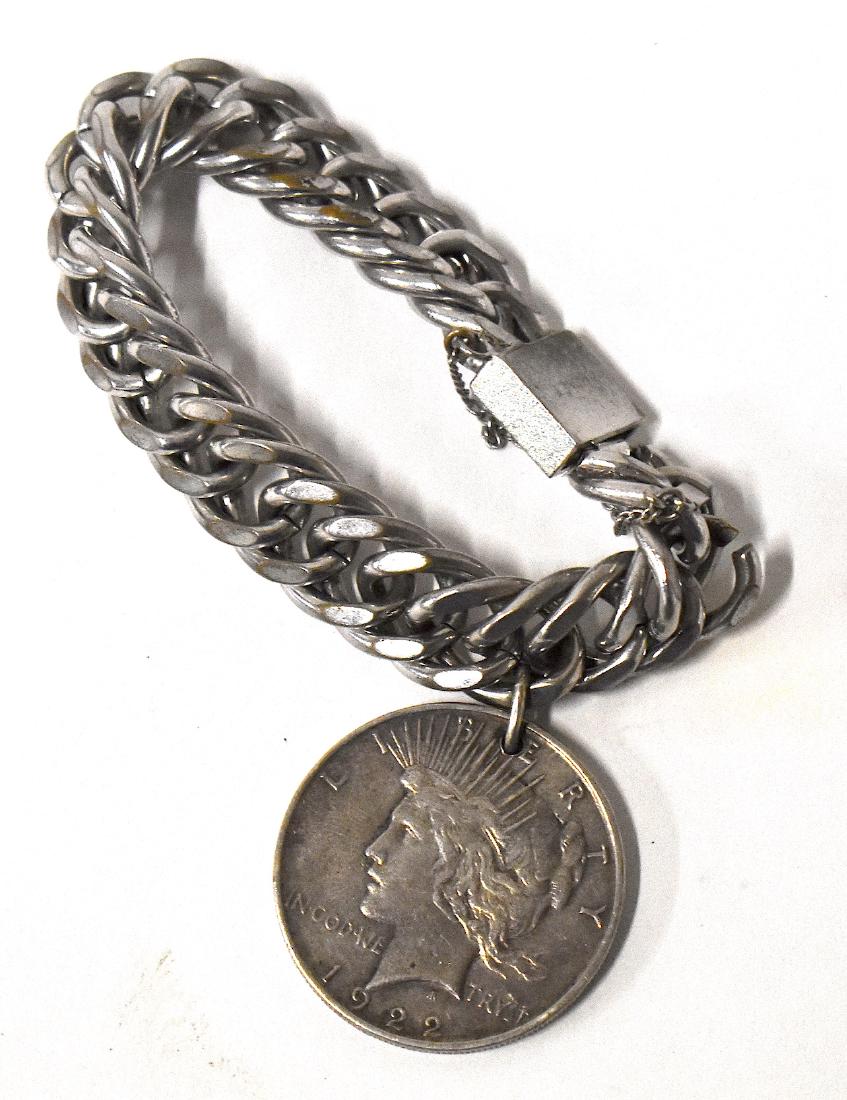 Silver Dollar Bracelet: Link Chain not sterling . 1922 Liberty Head