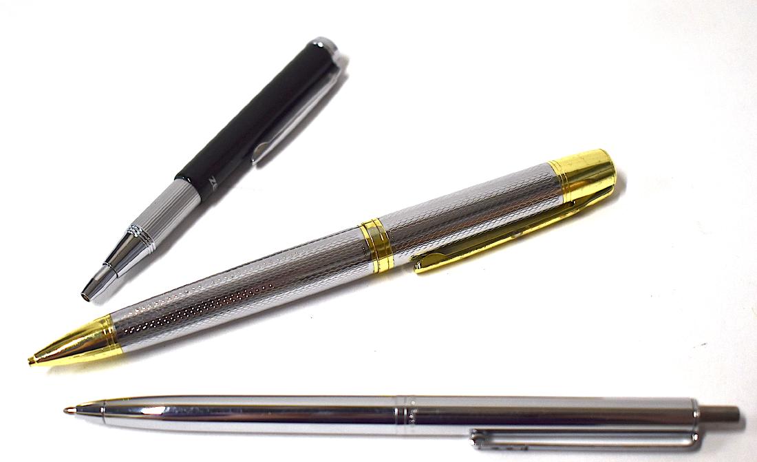 Ballpoint Pens Inc. one of Good Design (3): One of good design.; One marked Zebra and one Paper-Mate . Three in the lot.