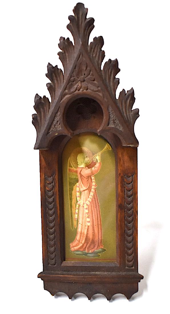 Gothic Wood Carved Easel Back Frame: 7"H. x 2 1/2"W
