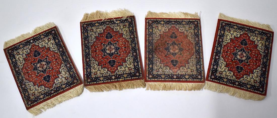 Oriental Rug Coasters (4): Promotional items for a rug company advertised at the back. 3" x 4"