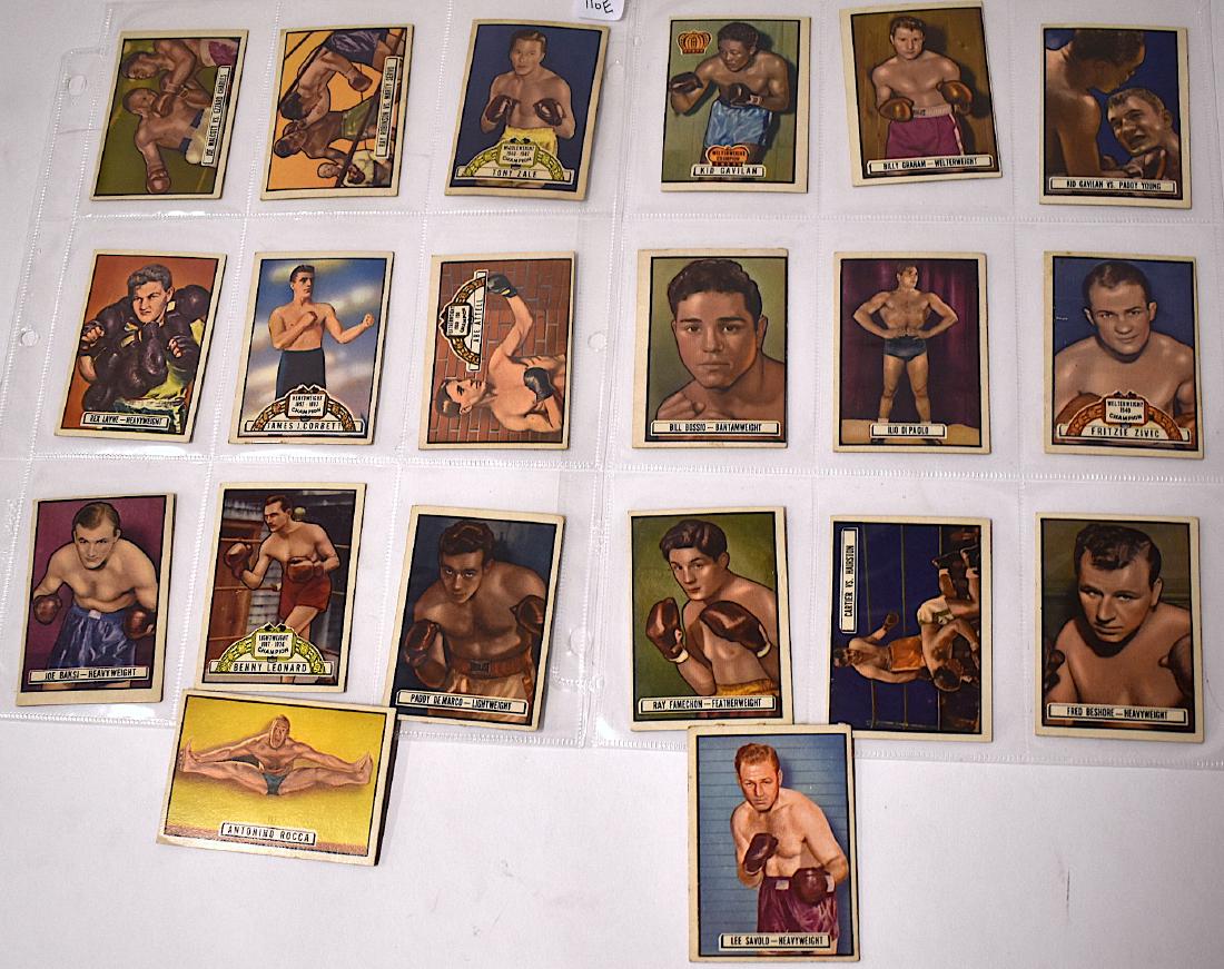 1951 Topps Ringside Cards (20): 1951 Topps Ringside Trading Cards inc. Walcott, Charles, Zale, Corbett, Gavilan, Attell etc.