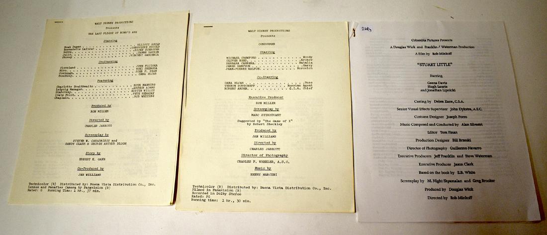 Summary Movie Scripts. Three: Stuart Little, Condorman and The Last Flight of Noahs Ark